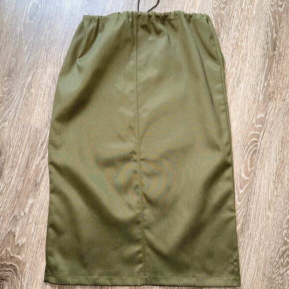 New XS Army Olive Green Cargo Skirt Midi Y2K 90's Grunge Adjustable Drawcord - Picture 3 of 5